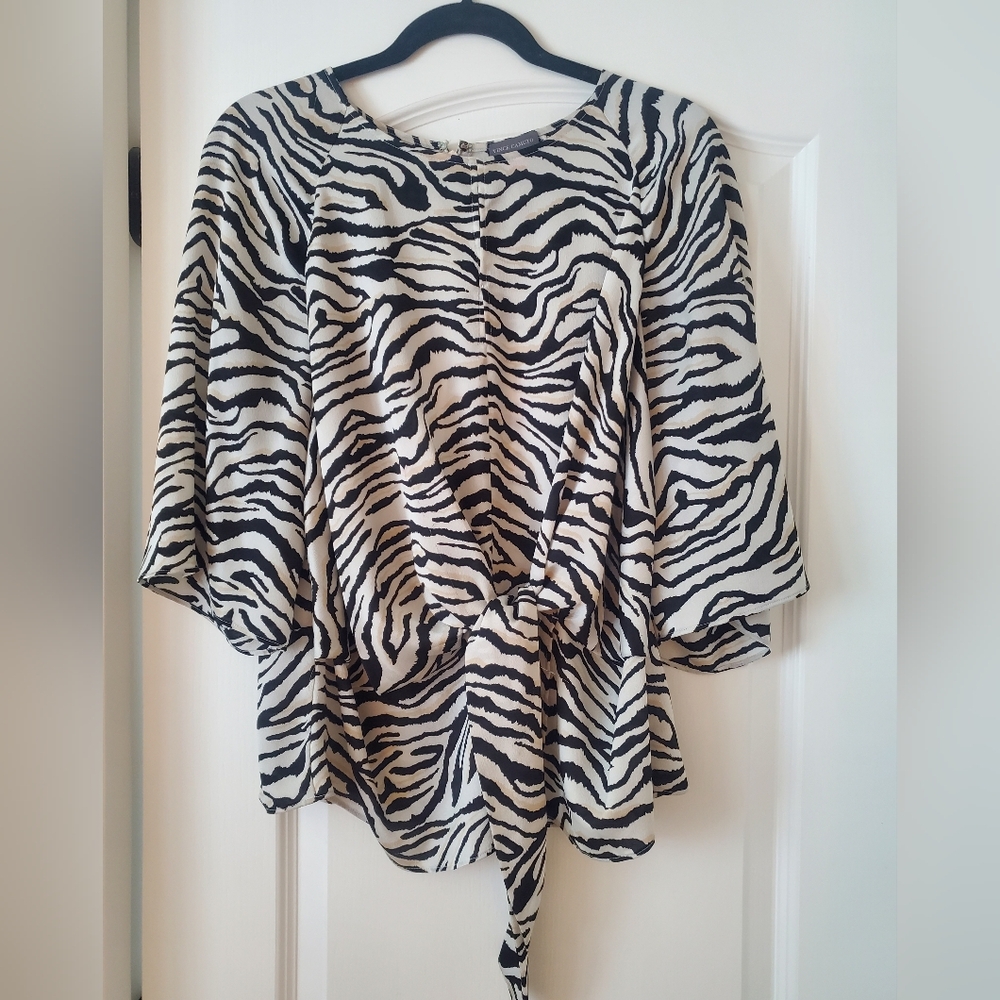 Vince Camuto Zebra Print Blouse L
